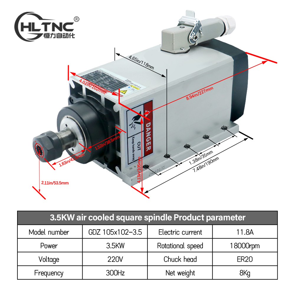 3.5KW ER20 220VSquare Fly-edge - Cnc Spindle Motor reseña y precio