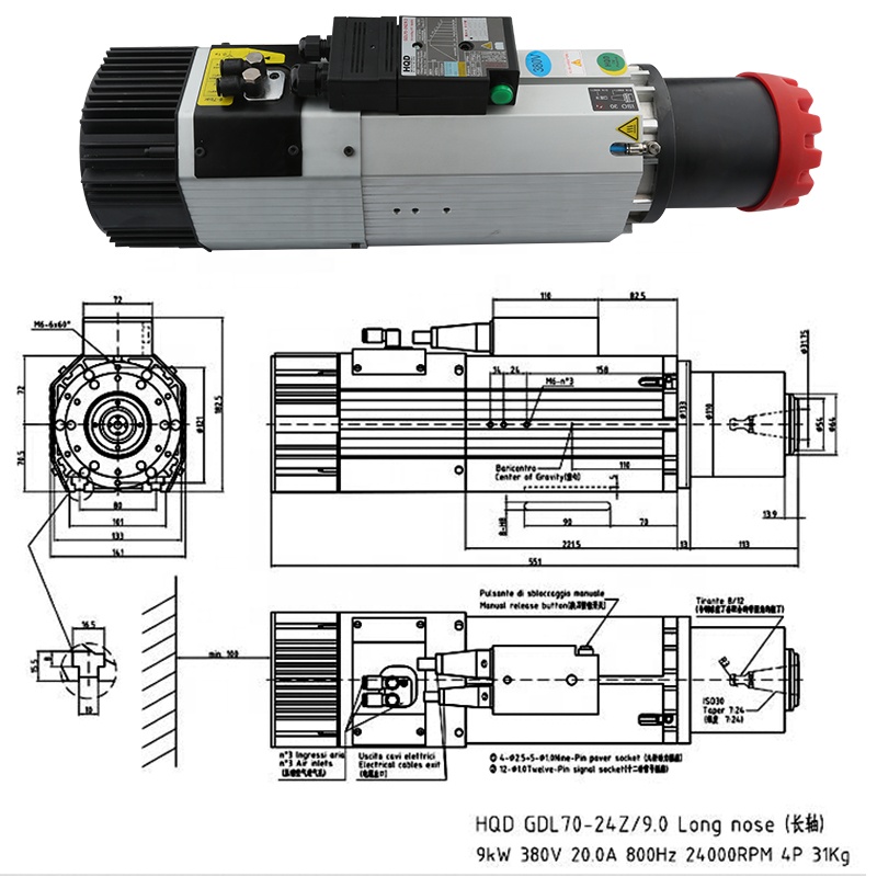 Suppliers HQD 9kw 220v 380v Lo - Cnc Spindle Motor reseña y precio