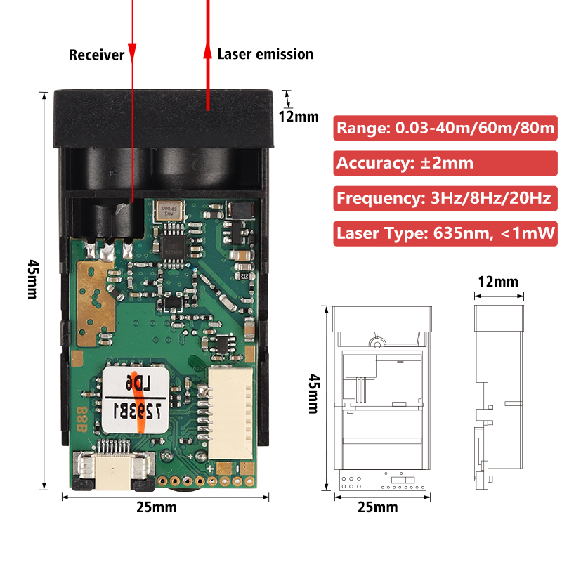 80m Compact Size Cmos Laser Di - Industrial Laser Displacement Sensor reseña y precio