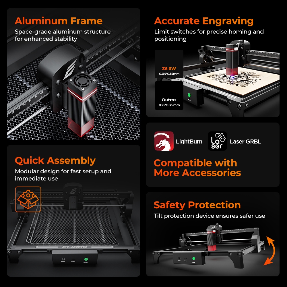 ELIDOR Z6 6W Laser Engraver an - Industrial Laser Cutter reseña y precio
