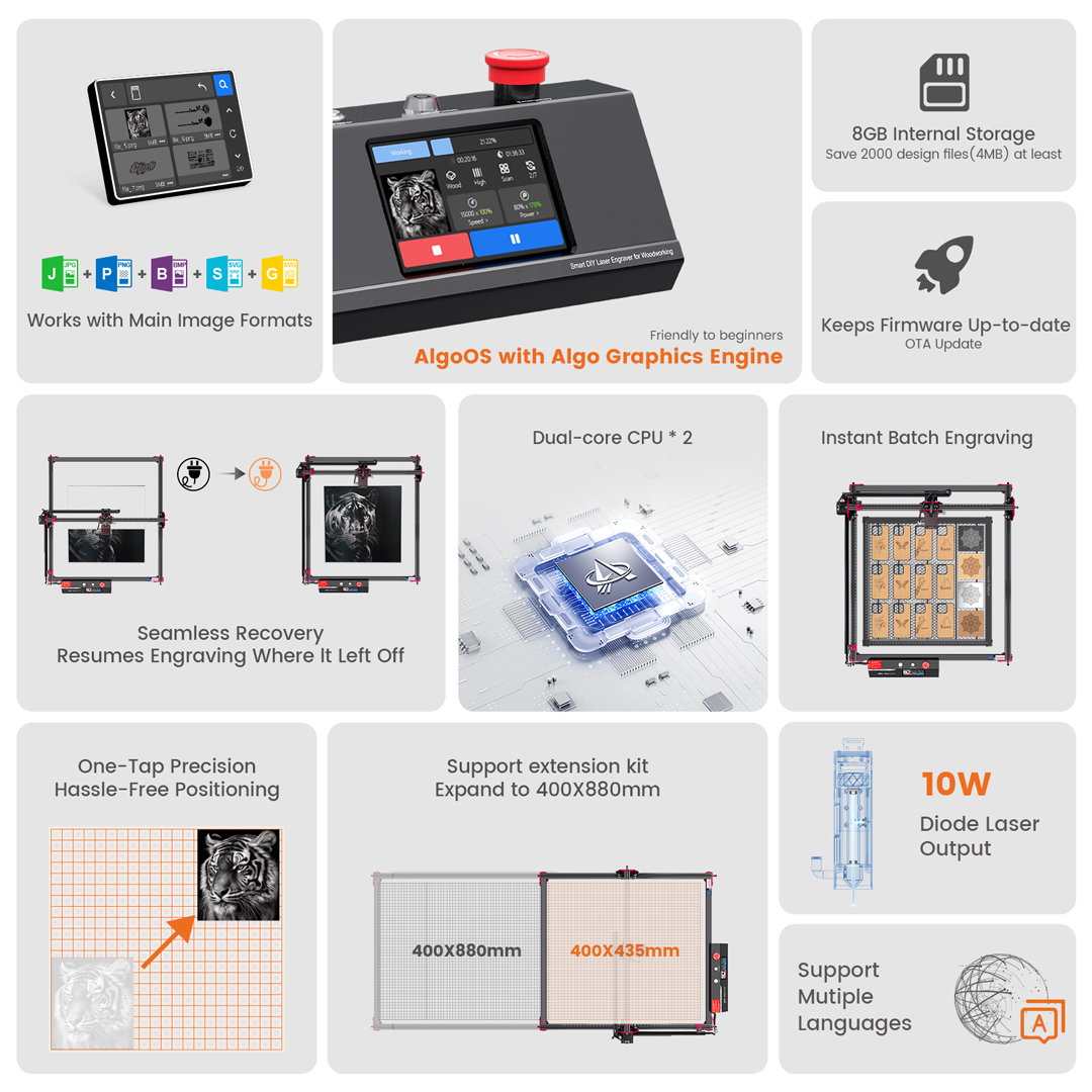 AlgoLaser DIY KIT MK2 10W Lase - Industrial Laser Cutter reseña y precio