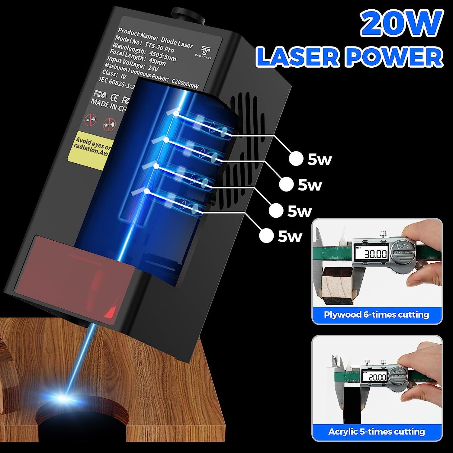 TWOTREES TTS-20 Pro 20W Metal  - Industrial Laser Cutter reseña y precio